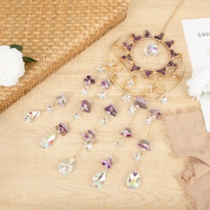Magnifique attrape-soleil en métal en forme de fleur, or et violet, avec cristaux, pour la maison, le jardin, la fenêtre, décoration suspendue, article cadeau, élégant et luxueux - Product Image 5