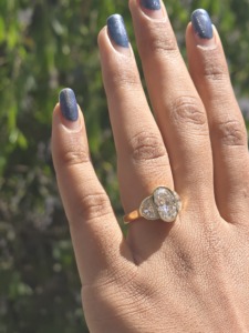 Anillo de Oro Amarillo Sólido con Diamantes Cultivados en Laboratorio, Corte Alargado Tipo Cojín, Cinco Piedras, Media Luna, Baguette, Corte Escalonado, Joyería de Múltiples Niveles - Product Image 6
