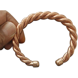 Handcrafted Copper <b>Bracelet</b> For <b>Men</b> And Women Twisted Copper Bangle With Adjustable Open Cuff Kada Design Vintage Spiral Rope - Product Image 1