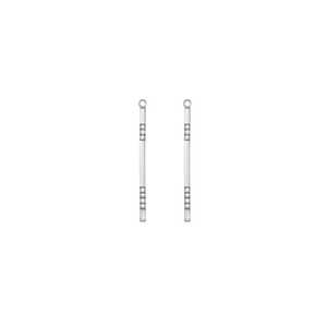 Pendientes colgantes minimalistas de barra con diamantes cultivados en laboratorio, talla baguette y redondos, de 35 mm de largo, en oro macizo de 14K y 18K, al por mayor. - Product Image 5