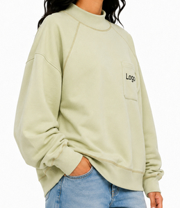 Sudadera Oversize de Felpa con Cuello Alto, Estilo Urbano Relajado, de Algodón Suave, Jersey Casual Elevado con Cuello Alto - Product Image 3