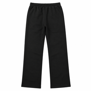 Men's Black Loose Fit Sweatpants Elastic Waist Drawstring Casual Cotton <b>Pants</b> with Side Pockets - Product Image 2