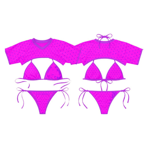 Conjunto de bikini triangular premium de poliéster y spandex de 190 GSM, negro con estampado paisley, logotipo personalizado, conjunto de bikinis para mujer - Product Image 6
