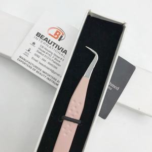 Pince à épiler d'extension de cils professionnelle personnalisée en acier inoxydable à forte adhérence en acier durable pointu marque privée botte nue - Product Image 5