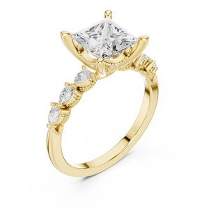 14K Yellow Gold Engagement Ring IGI Certified Lab Grown Diamond 2 CT Princess Cut Ring for Anniversary Wedding - Product Image 4