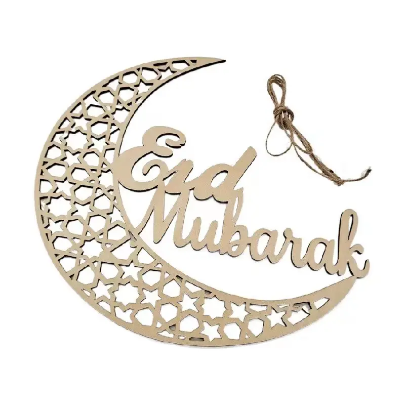 Vendita all'ingrosso mezzaluna in legno Ramadan Fiore Luna Decorativa Ramadan Decorazioni Luna in legno