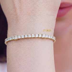 กำไลข้อมือเพชรโรสโกลด์ทรงเทนนิส ดีไซน์คลาสสิก หรูหราเหนือกาลเวลา ประดับด้วยเงินสเตอร์ลิง เหมาะสำหรับผู้หญิงในโอกาสแต่งงานและหมั้น - Product Image 5