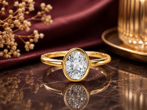 Oval Cut Moissanite Gold Plated Classic Engagement <b>Ring</b> 925 Sterling <b>Silver</b> <b>Solitaire</b> Wedding Band for Women - Product Image 3