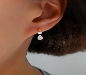 Juego de Aretes de Diamantes con Forma de Pera, Marquesa y Cometa, Joyería Minimalista para Perforaciones de Cartílago, Oro de 14K, para Uso Diario, Regalo para Mujer - Product Image 4