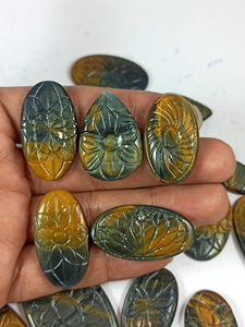 Wholesale Tiger Eye Carving Cabochon Natural Loose Gemstone Mix Shapes and Sizes Customized for Jewelry Making - Product Image 4