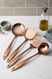 <b>Copper</b> Finish Metal Kitchenware Set Cooking and Serving <b>Utensils</b> Spoon Ladle Skimmer for Home Restaurant Hotel - Product Image 5
