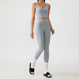 Conjunto Deportivo de Yoga para Mujer, de Alta Calidad, Transpirable y Ligero, con Top Deportivo y Leggings de Alta Elasticidad, Cintura Elástica, 2 Piezas, para Uso Diario - Product Image 2