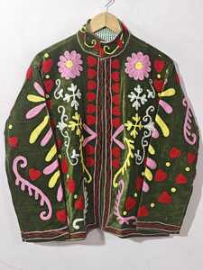 Luxury Bohemian Suzani Breathable Eco-Friendly Floral Velvet Reversible Embroidered Stand Handmade Vintage Winter <b>Quilted</b> Jacket - Product Image 1
