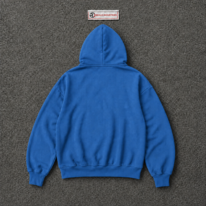 Sweat à capuche zippé surdimensionné bleu roi personnalisé pour homme, streetwear, imprimé graphique blanc, épaules tombantes, fermeture éclair intégrale, décontracté - Product Image 6