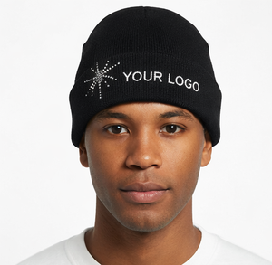 Gorro de Punto con Pedrería, Transpirable, Cálido, para Invierno, con Brillo y Puño Decorativo, Superventas - Product Image 1