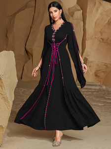 Abaya noire brodée, robe abaya Dubaï, abaya en gros, abaya pour femmes, robe musulmane, abaya sur mesure, abaya de luxe, abaya de luxe OEM - Product Image 3