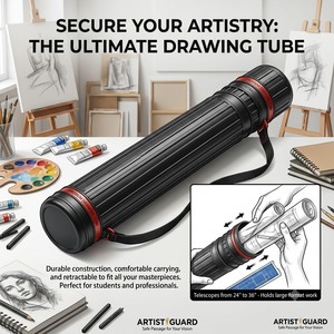 Tubes à affiches extensibles HC0143 |   Tube de transport télescopique pour œuvres d'art | Tube de rangement résistant à l'eau |   Pour les plans, les documents et les œuvres d'art - Product Image 6