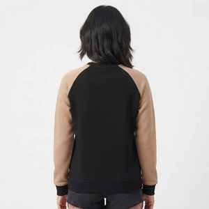 Sudadera Negra de Cuello Redondo para Mujer con Mangas Beige, Corte Regular, Informal, de Punto, Mezcla de Algodón, para Otoño - Product Image 2