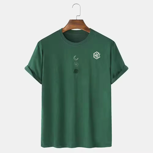 T-shirt pour homme en coton 100% personnalisé, couleur unie, design tendance, tissu doux à séchage rapide, prix de gros, utilisation en extérieur - Product Image 1