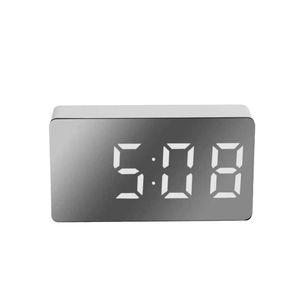 Mini <b>LED</b> Digital Alarm <b>Clock</b> with USB Power Portable Silent Mirror <b>Clock</b> for Bedroom and Car - Product Image 1