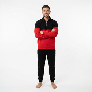 Sudadera con media cremallera al por mayor, de forro polar de 280 g/m², con estampado puff, estilo streetwear - Product Image 2