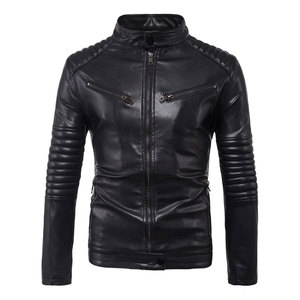 Chaquetas de Motocicleta de Cuero PU para Hombre, con Cierre, Bolsillos Impermeables, a la Moda, Ajustadas, Casuales, Populares, de Venta Caliente - Product Image 1