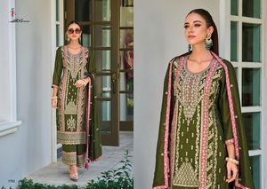 New Designer Long Pakistani Suit <b>Top</b> Palazoo Dupptta Fancy Style Heavy Embroidery Premium Silk <b>Indian</b> Pakistani - Product Image 3
