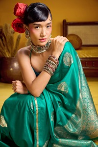 Pure <b>Satin</b> Silk Saree With Zari Weaving Heavy Rich Pallu Sarees Party Wear Wedding Indian Silk For Wedding - Product Image 3