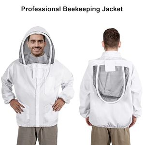 Veste de protection apicole avec voile détachable, respirante, coupe ample, manches en polyester et coton, rose, vêtement de sécurité, coutures surjetées - Product Image 4