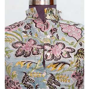 Blusa Moderna de Estilo Vintage con Estampado Floral Dulce, 100% Algodón, Lavable, de Secado Rápido, Ecológica, Casual de Verano, con un Toque Femenino y Cuello Redondo con Volantes - Product Image 3