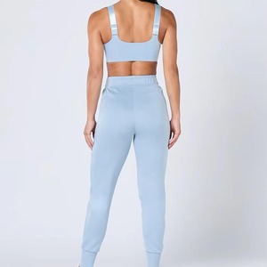 OEM Women Wide Leg Joggers High Elastic <b>Drawstring</b> Waist Breathable Quick Dry Running Spandex Cotton Track <b>Trousers</b> - Product Image 4