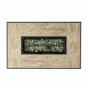 Tavolo con Braciere in Rattan Beige con Porta Bombola e Piano in Piastrelle di Ceramica - Product Image 3