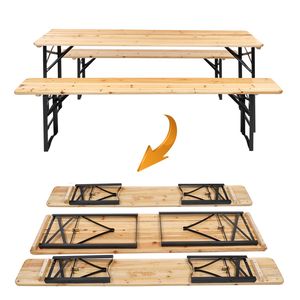 Set da Picnic Portatile Pieghevole per Esterni 3 Pezzi, Tavolo da Pranzo da Giardino con Piano in Legno e Struttura in Acciaio - Product Image 3