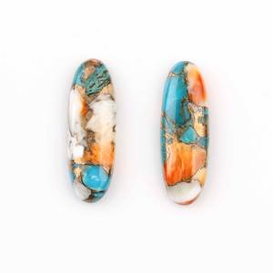 Turquoise cuivre naturelle de haute qualité, forme ovale plate, calibrée, 10x30mm, cabochon, pierre précieuse en vrac, fournisseur en gros - Product Image 1