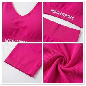 Ensemble de yoga 2 pièces North Approach, fermeture éclair intégrale sur le devant, noir uni, tissu respirant, vêtements de sport pour femmes - Product Image 4