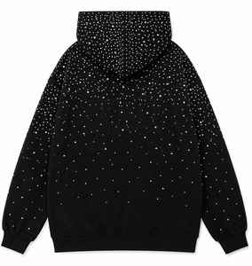 Sweat à capuche de luxe unisexe en coton surdimensionné avec strass, style streetwear Y2K, motif graphique en cristal, pull personnalisé avec logo de marque privée - Product Image 6