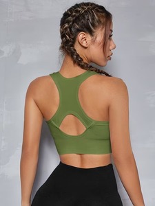 Ladies Open Teardrop Back Fitness Vest Bodyshaping Undergarment Four Way <b>Stretch</b> Aerobics Running Top Zip Up Activewear <b>Bra</b> - Product Image 4