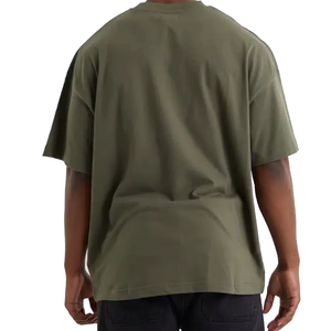 Camiseta de Algodón Verde Oliva Extra Grande para Hombre, Manga Corta, Cuello Redondo, Estilo Casual, Color Sólido, Tejido Jersey, Corte Ajustado - Product Image 4