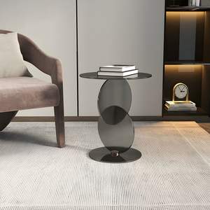 Mesa de Centro Moderna con Base Metálica Escultural, Altura Ajustable, Multifuncional, Superficie Negra Artística, Mueble de Lujo para Sala de Estar u Hotel - Product Image 6