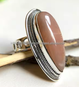 Anillo sólida de plata 925 más vendido, piedra lunar Natural Bohemia, piedra preciosa hecha a mano, piedra de melocotón, joyería de compromiso, regalo para ella - Product Image 3