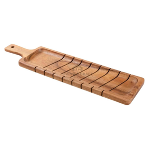 Tabla de Cortar de Madera de Acacia Ecológica con Bandeja Recolectora de Migas y Tabla para Servir Baguettes, Accesorios de Cocina - Product Image 1