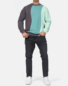 Sweat-shirt à col rond pour homme, coupe classique, en molleton tricoté, style décontracté, manches longues, 100% coton, color block, automne - Product Image 4