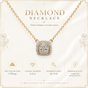 Collar de oro amarillo de 14 quilates con diamantes naturales de 0,16 quilates, colgante cuadrado con claridad SI G-H, regalo de joyería fina |   Collar de Diamantes al por Mayor - Product Image 6