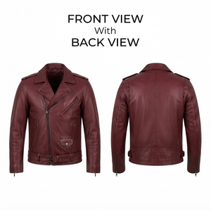 Chaqueta de Cuero PU de Piel de Oveja Premium, 380 GSM, Marrón Oscuro, Multipanel, Logotipo Personalizado en Relieve, Ropa Exterior para Motociclistas, Ecológica e Impermeable - Product Image 3