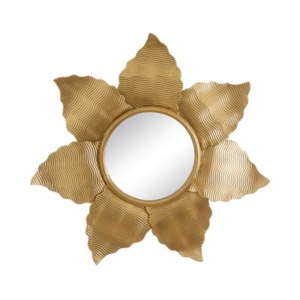 Espejo de pared redondo decorativo de metal dorado hecho a mano, con marco de hierro con diseño de hoja de ginkgo, ideal para la decoración de la sala de estar o hoteles. - Product Image 3