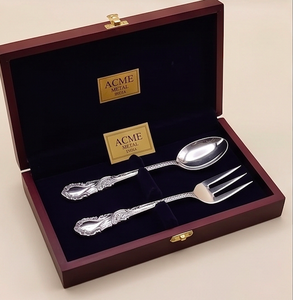 Victorian Engraved <b>Mirror</b> <b>Silver</b> Salad Server Set Stainless Steel Rust Proof With Designer Handles Ideal ForGifting And Banquets - Product Image 4