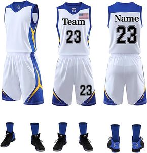 Unisex <b>Polyester</b> Basketball Uniform Set Custom Team Printed Jersey and <b>Shorts</b> Quick Dry Wholesale Basketball Wear - Product Image 2