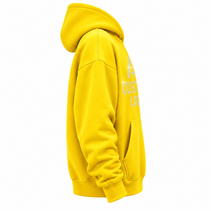 Sudadera con Capucha Extra Grande Personalizada con Pedrería, 100% Algodón, Sudadera Casual con Forro Polar Amarillo, Diseño de Logotipo Frontal, Ropa de Invierno de Secado Rápido - Product Image 3
