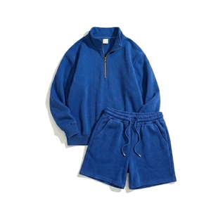 Ensemble sweat-shirt et short pour femmes grande taille, col zippé, coton respirant de haute qualité, vêtements décontractés pour femmes, logo personnalisé - Product Image 4