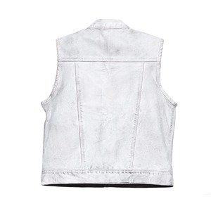 <b>Mens</b> <b>White</b> Perforated Cowhide Leather Club <b>Vest</b> Biker Motorcycle Rider Waistcoat - Product Image 2